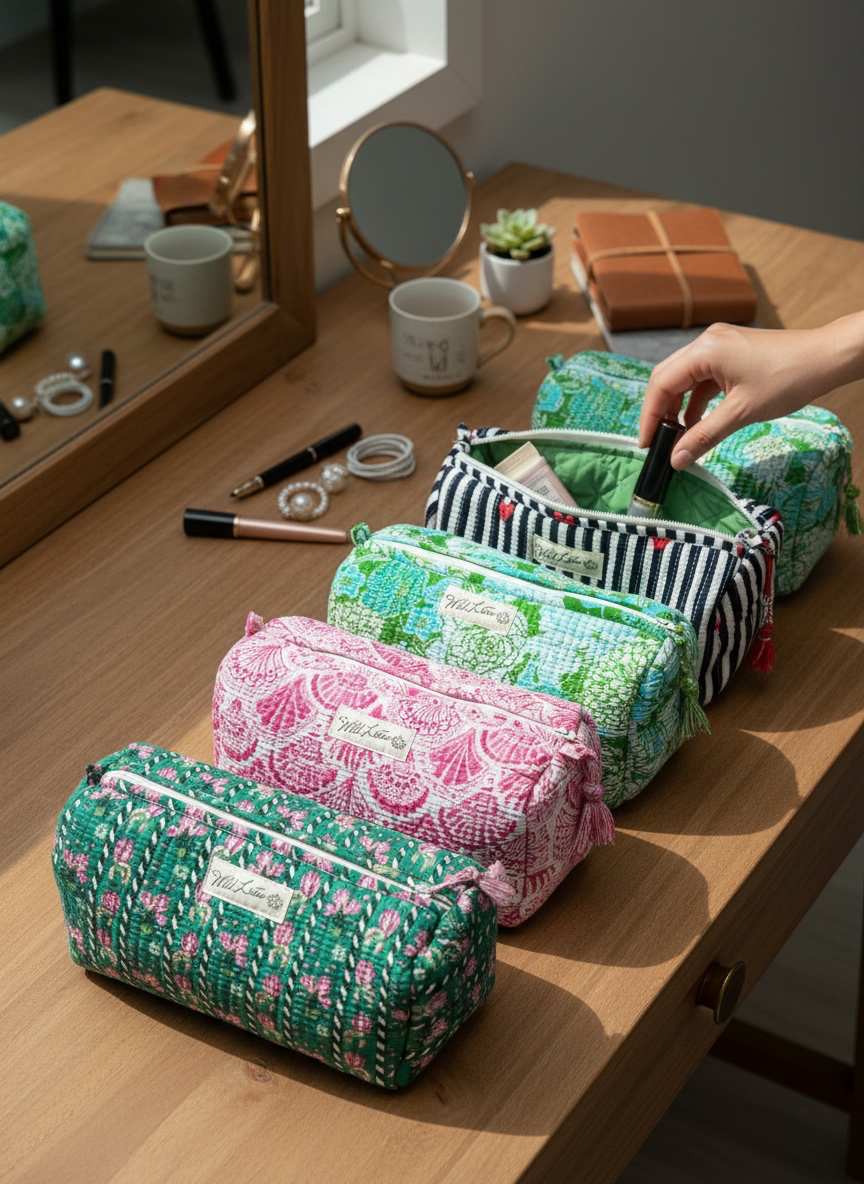 Quilted Accessory Cases / Wash Bags