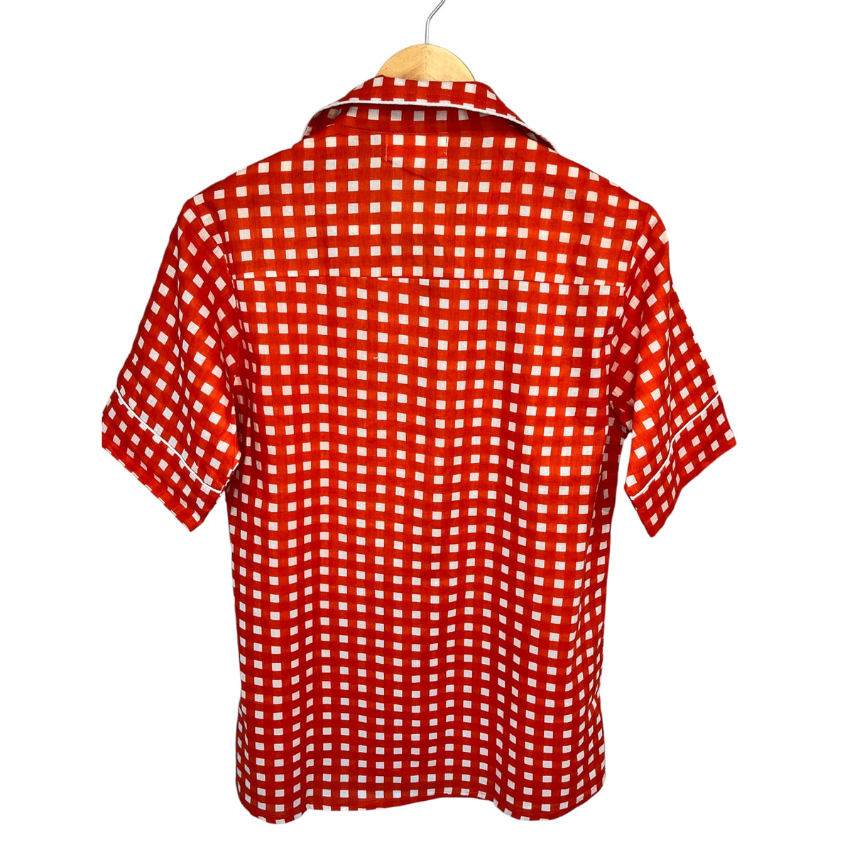 Orange & White Gingham Cotton Short Pyjama Set