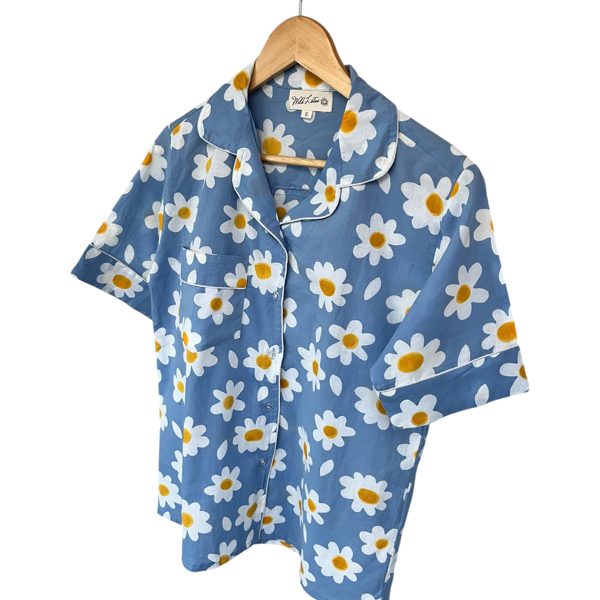Blue Daisy Cotton Short Pyjama Set | Women’s PJs
