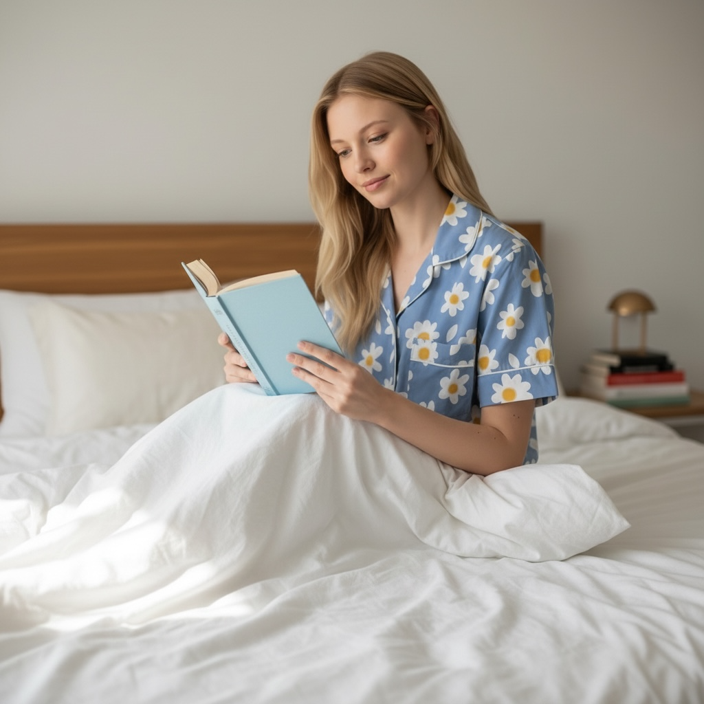 Blue Daisy Cotton Short Pyjama Set | Women’s PJs