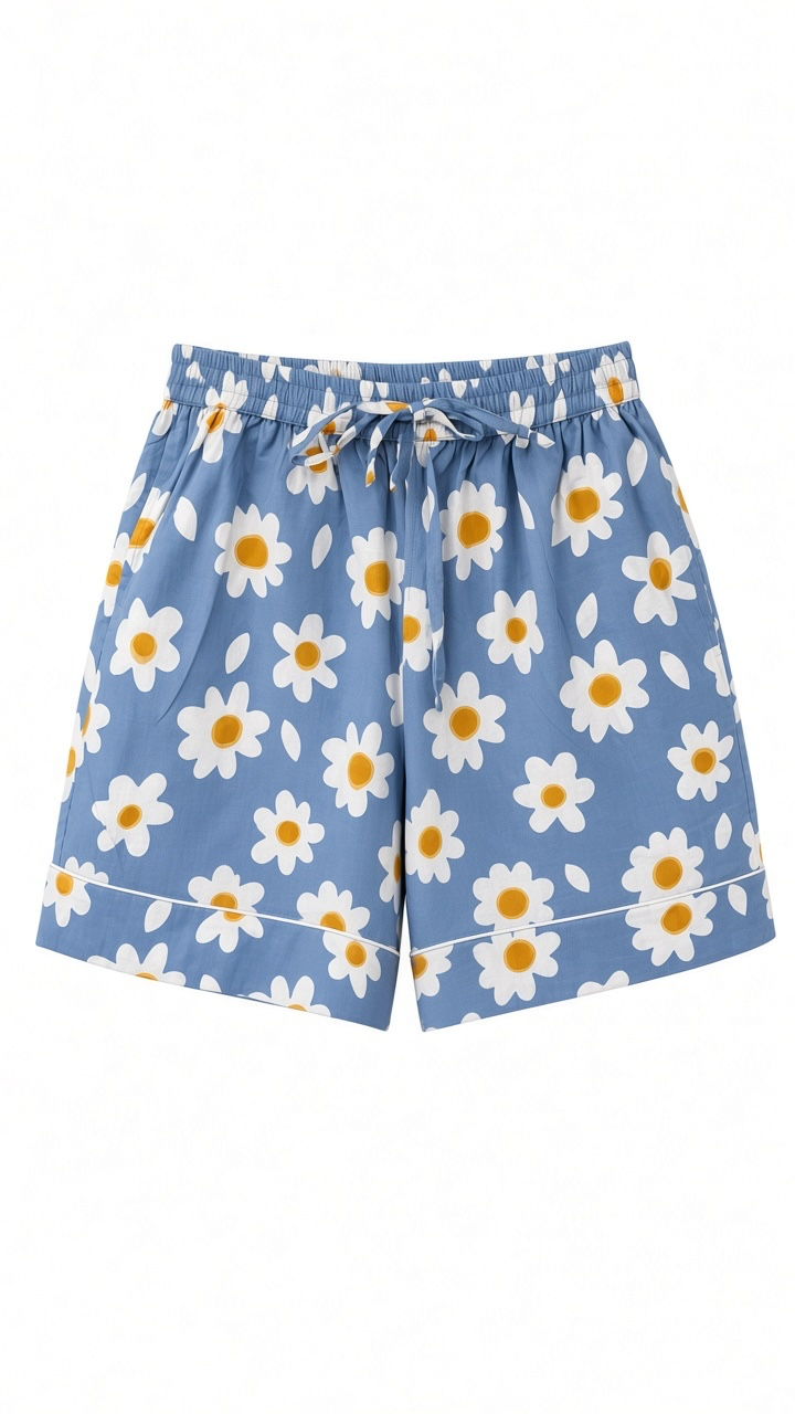 Blue Daisy Cotton Short Pyjama Set | Women’s PJs