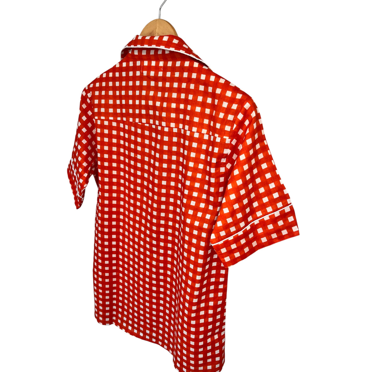 Orange & White Gingham Cotton Short Pyjama Set