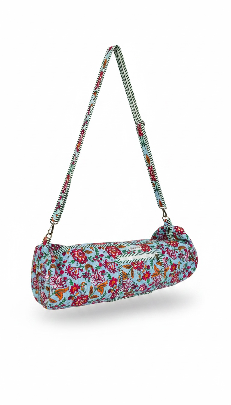 Floral Cotton Quilted Yoga Mat Bag