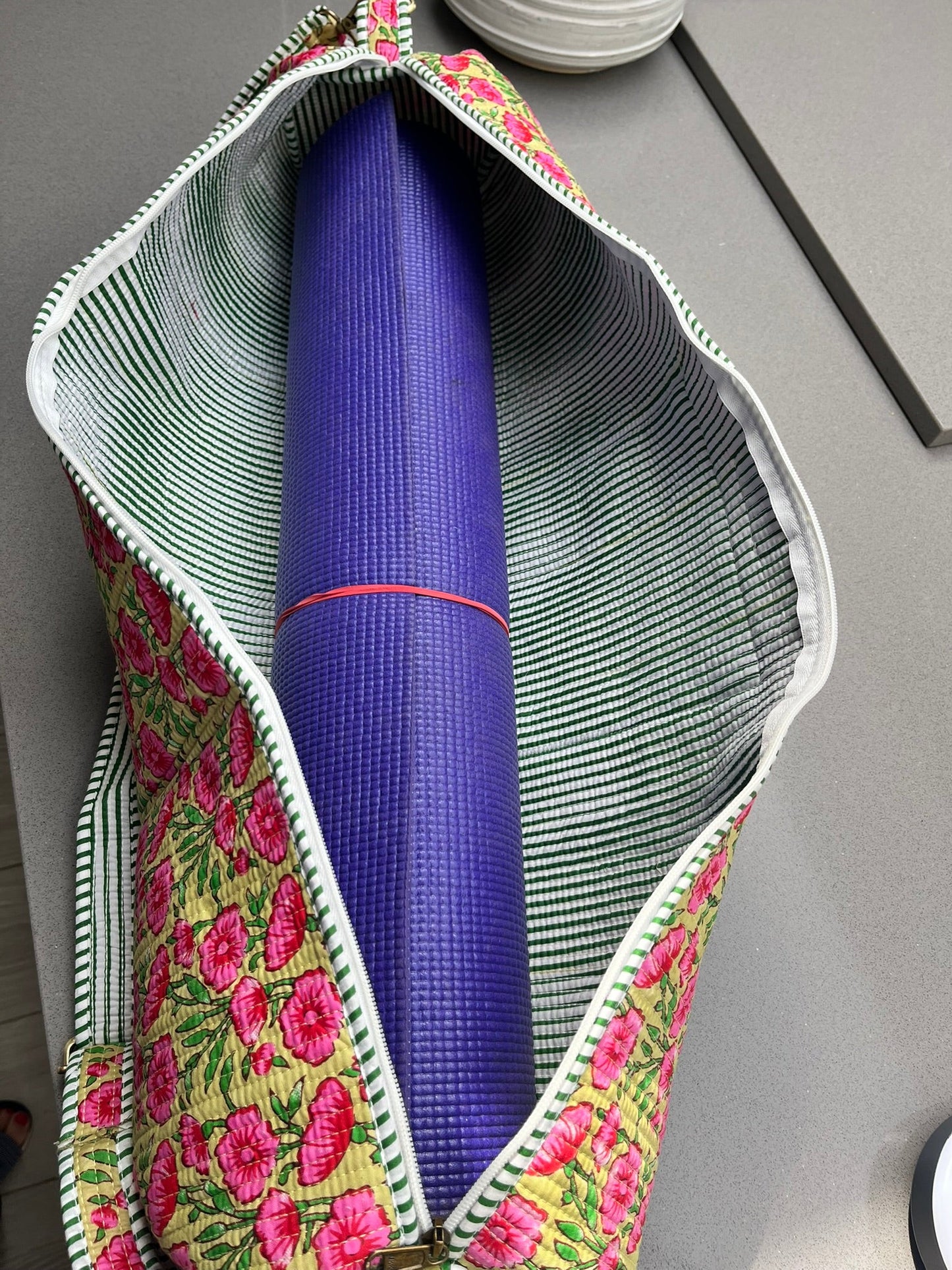 Floral Cotton Quilted Yoga Mat Bag