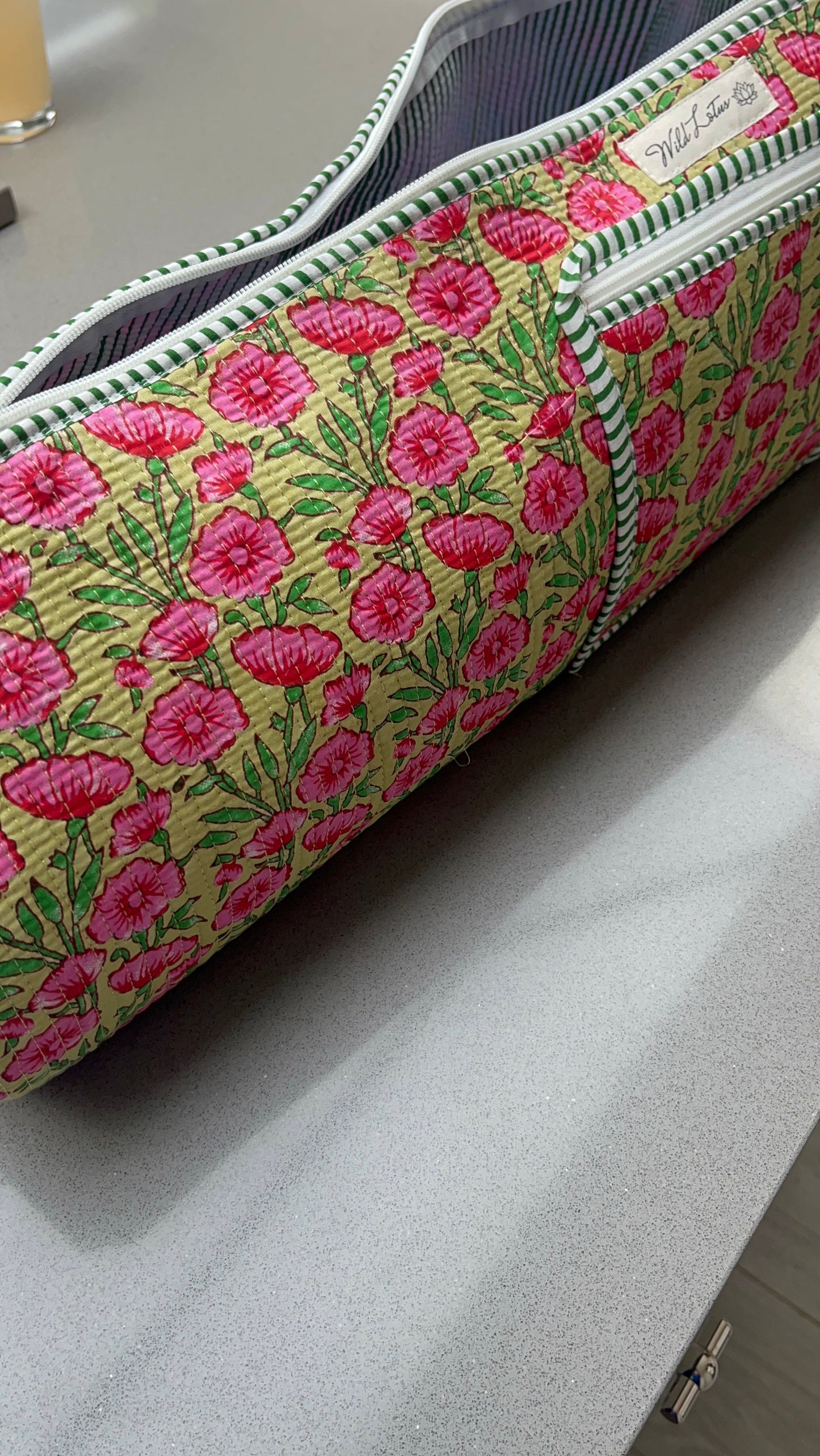 Floral Cotton Quilted Yoga Mat Bag