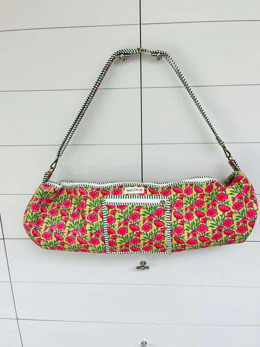 Floral Cotton Quilted Yoga Mat Bag