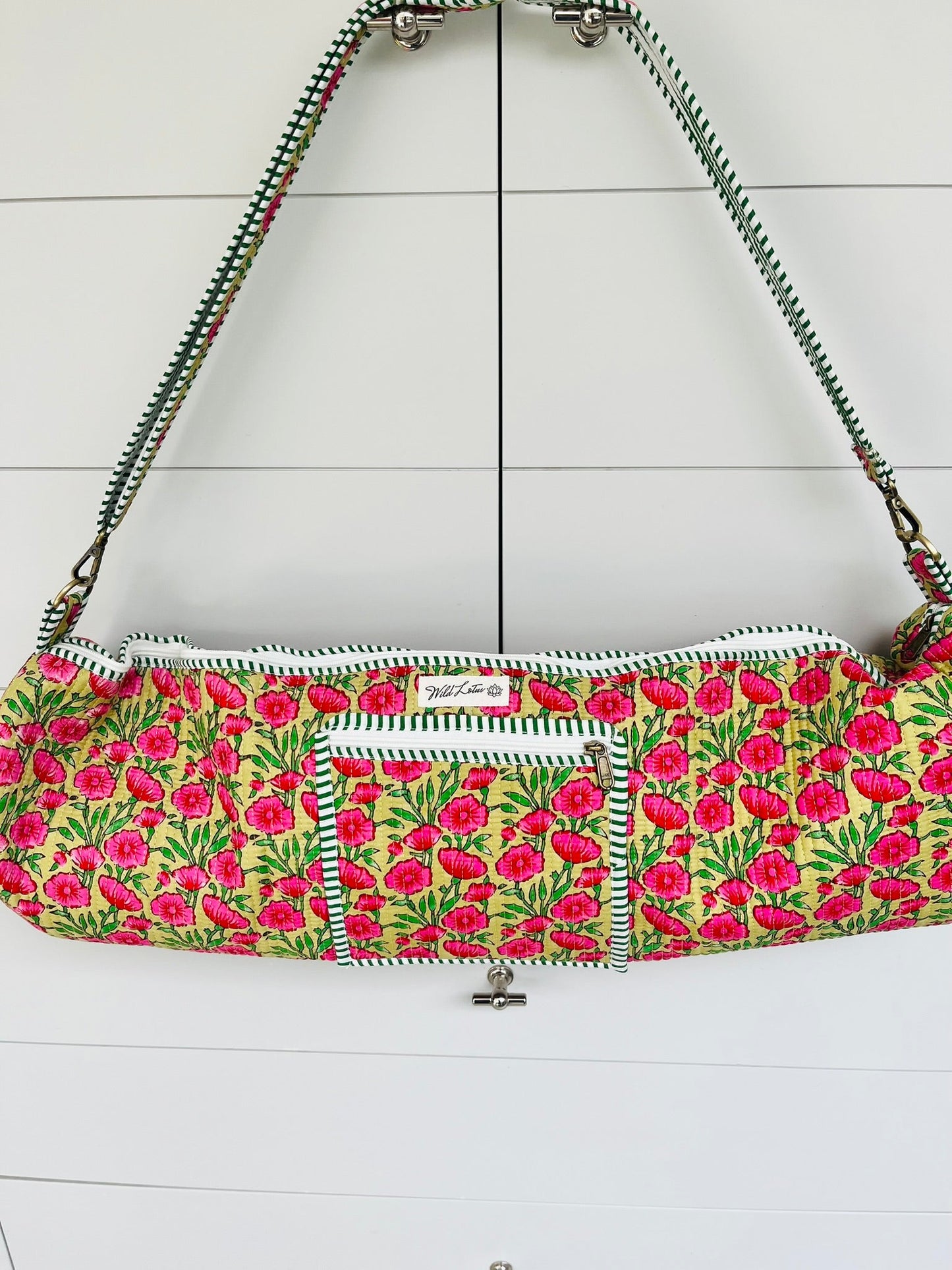 Floral Cotton Quilted Yoga Mat Bag