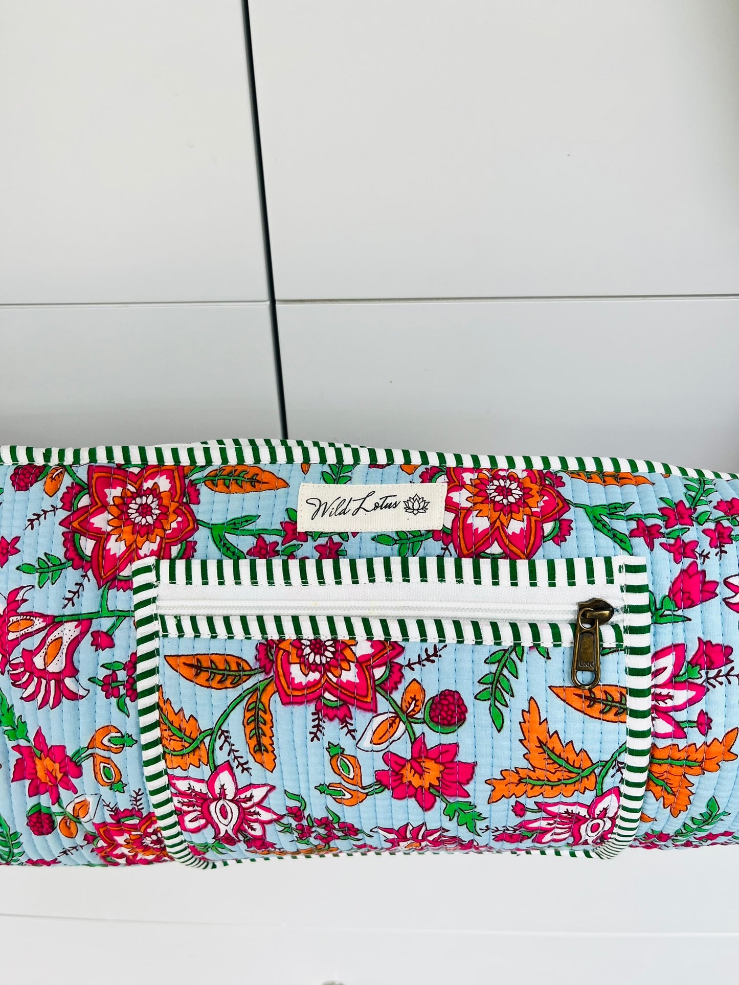 Floral Cotton Quilted Yoga Mat Bag