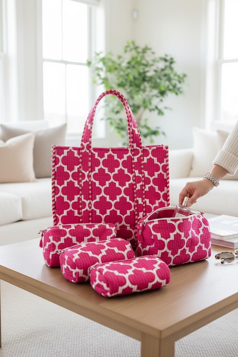 Geometric Print Quilted Tote Bag / Large Shoulder Bag / Grocery Bag / Women Large Shopping Bag / Indian Block Print