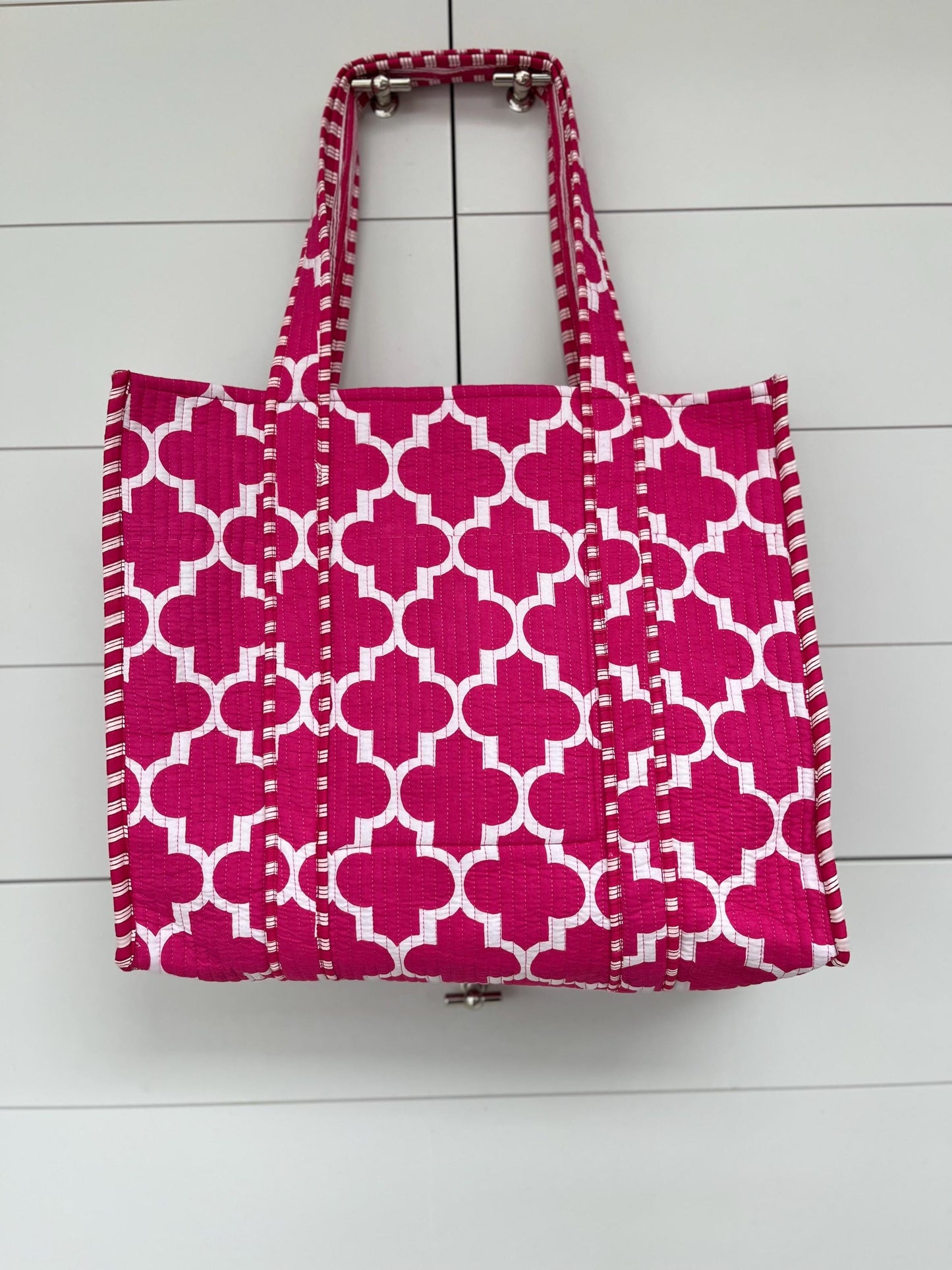 Geometric Print Quilted Tote Bag / Large Shoulder Bag / Grocery Bag / Women Large Shopping Bag / Indian Block Print