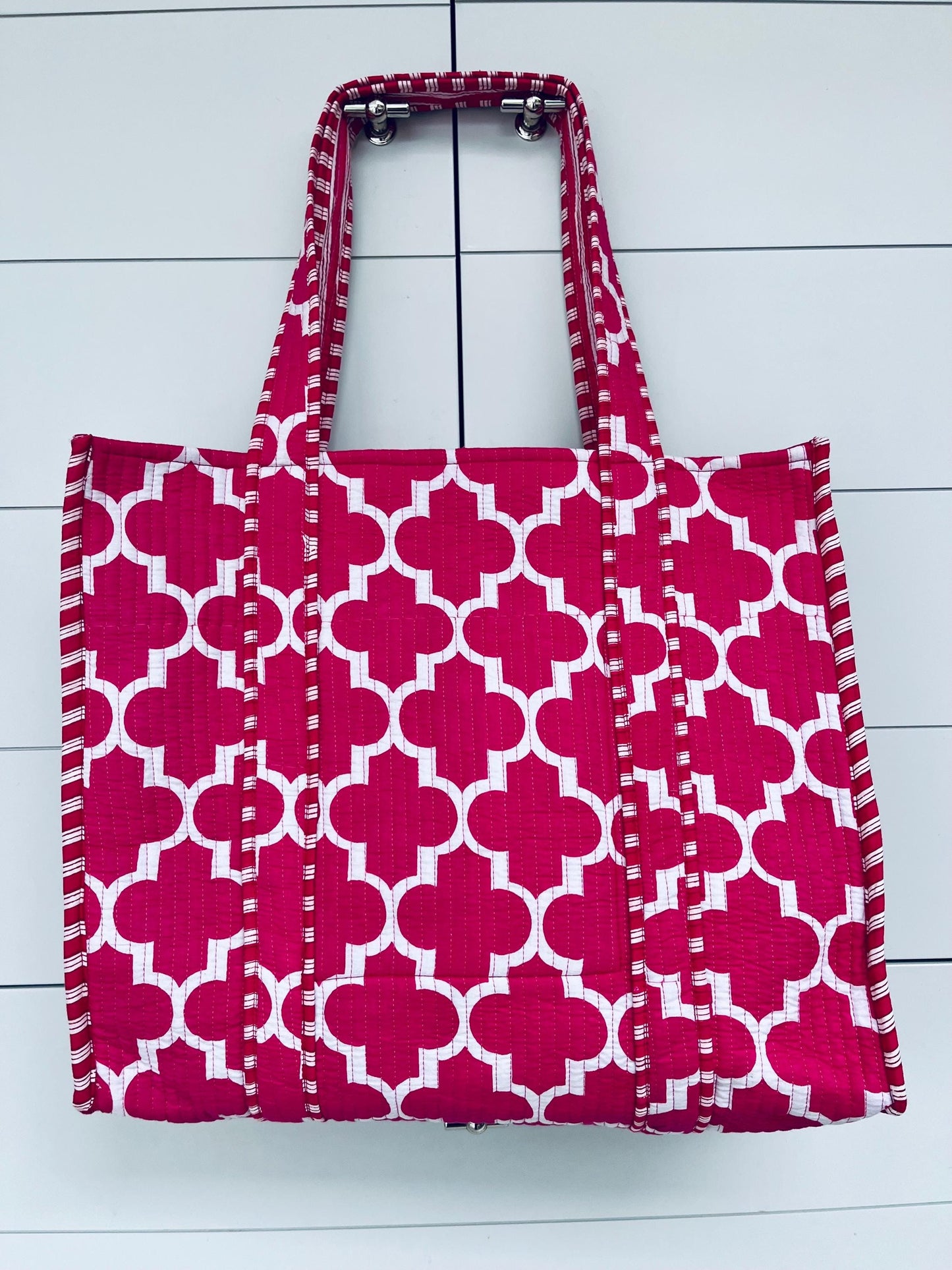 Geometric Print Quilted Tote Bag / Large Shoulder Bag / Grocery Bag / Women Large Shopping Bag / Indian Block Print