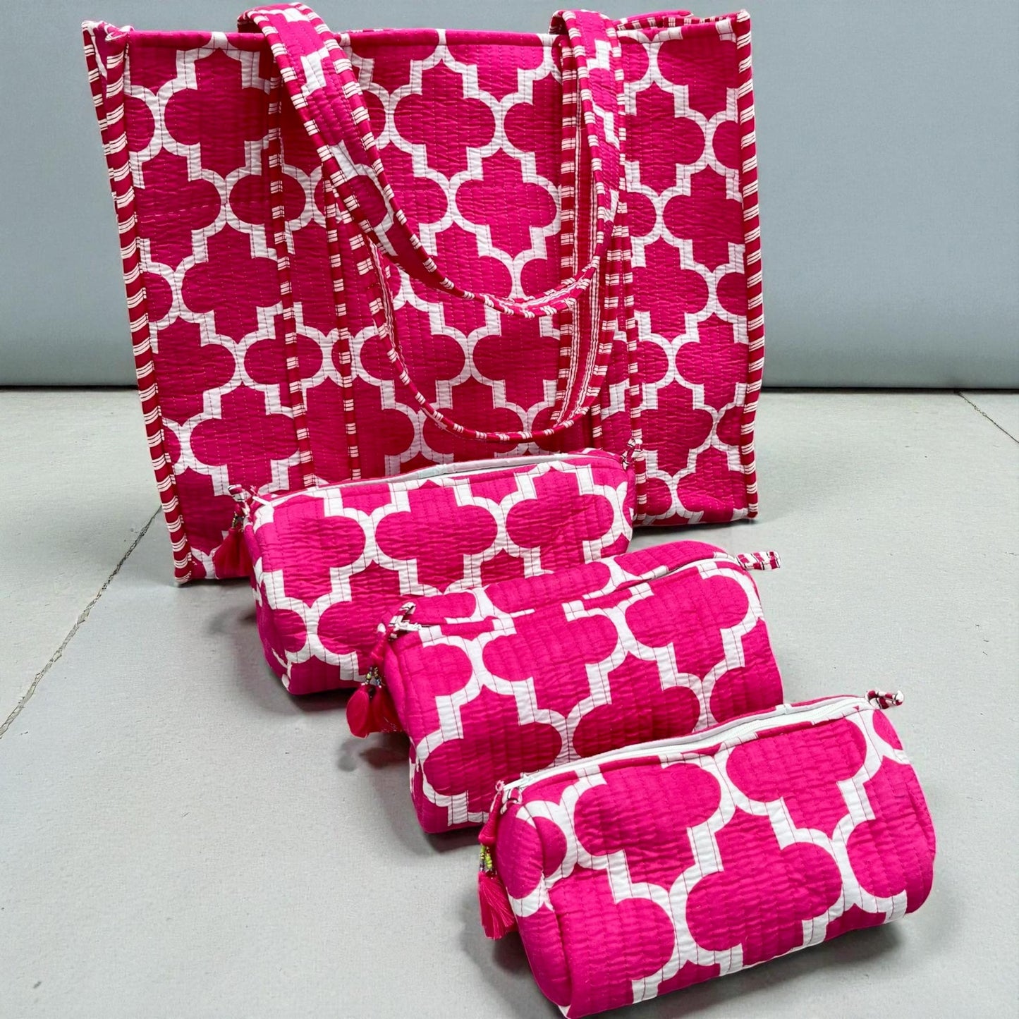 Geometric Print Quilted Tote Bag / Large Shoulder Bag / Grocery Bag / Women Large Shopping Bag / Indian Block Print