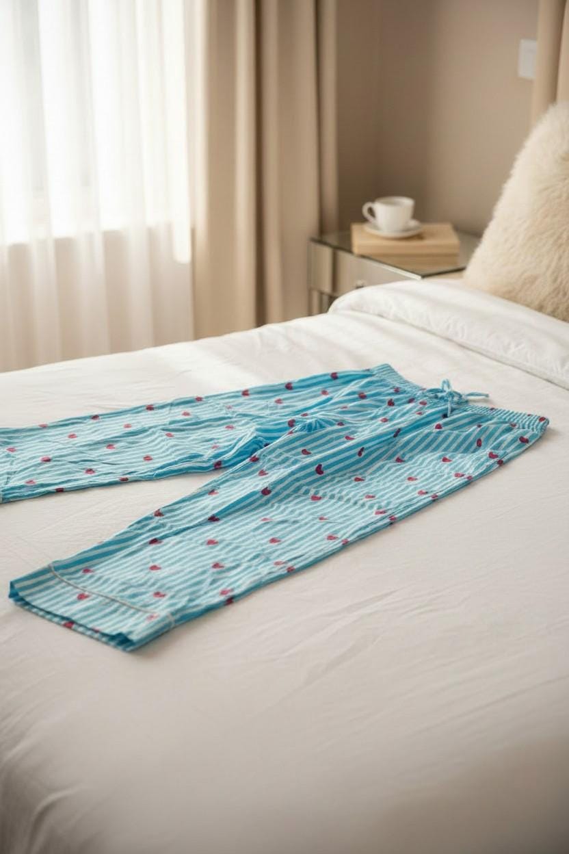 Women's 100% Cotton Heart Stripe Pyjama Bottoms