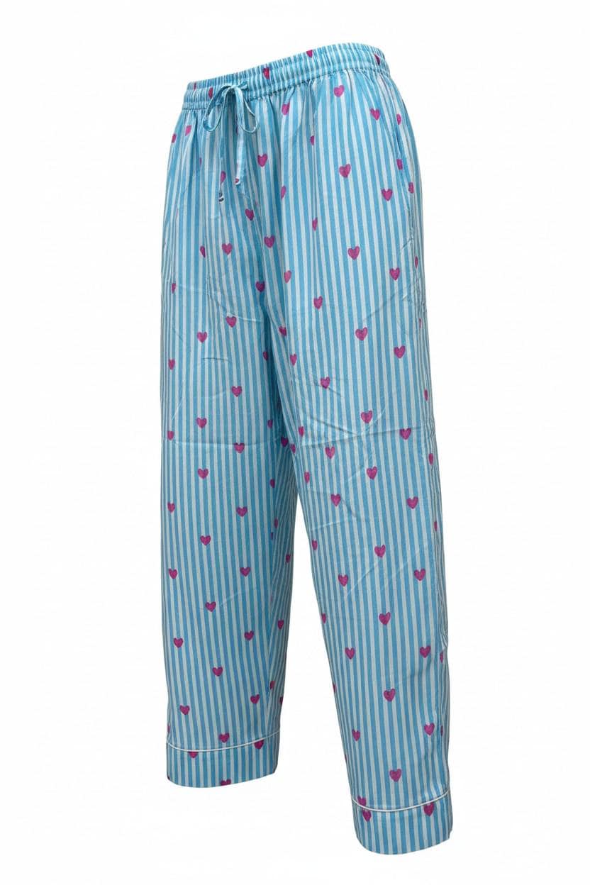 Women's 100% Cotton Heart Stripe Pyjama Bottoms