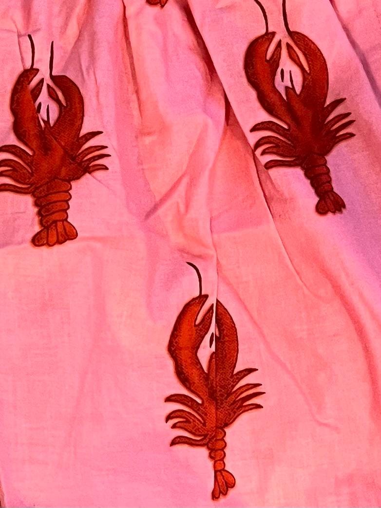 Pink Lobster Print Cotton Pyjama Bottoms – Soft Lounge Pants – PJs -  Women’s Sleepwear – Small, Medium & Large