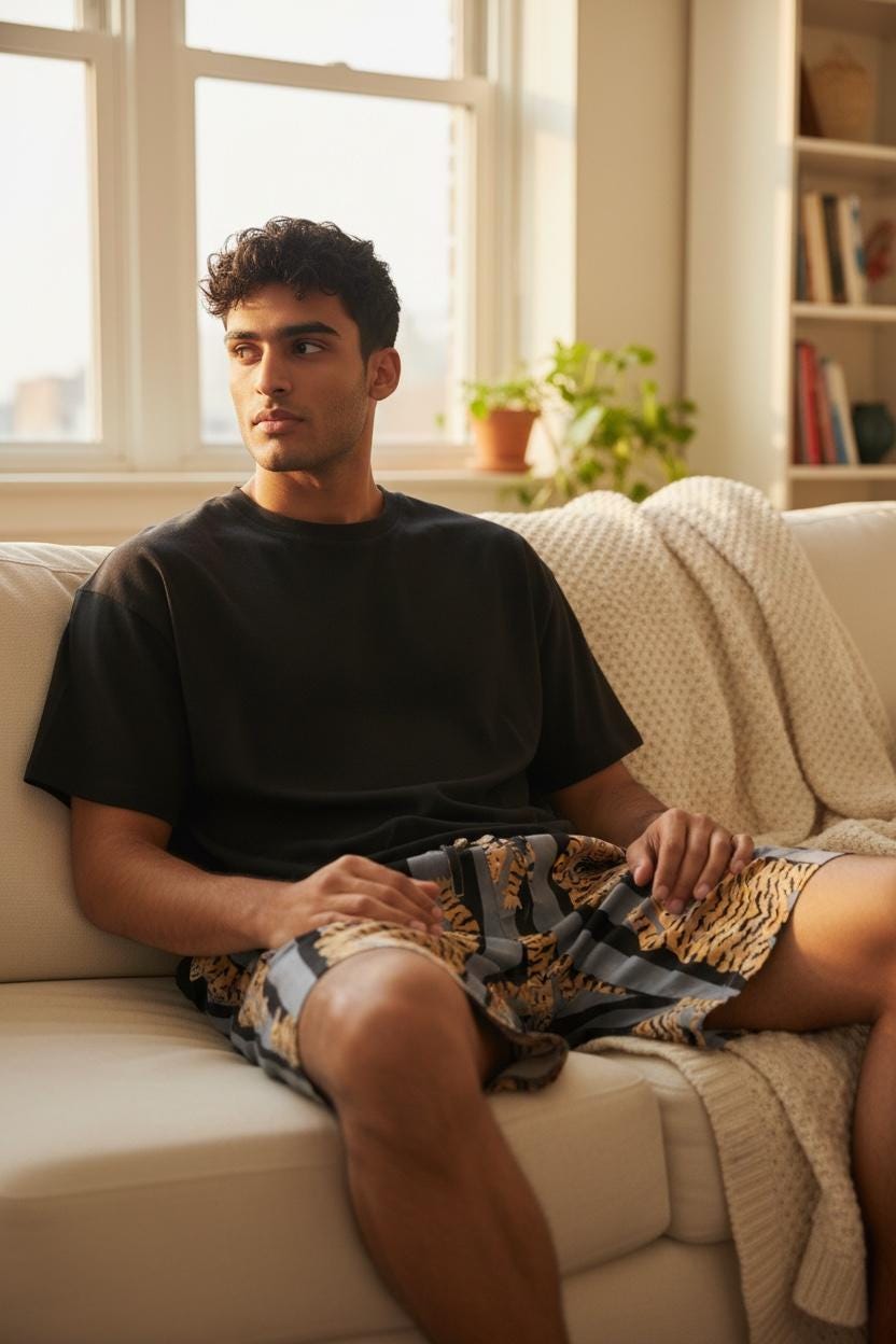 Men’s Tiger Print Cotton Pyjama Shorts with Pockets – Lounge & Sleep Shorts