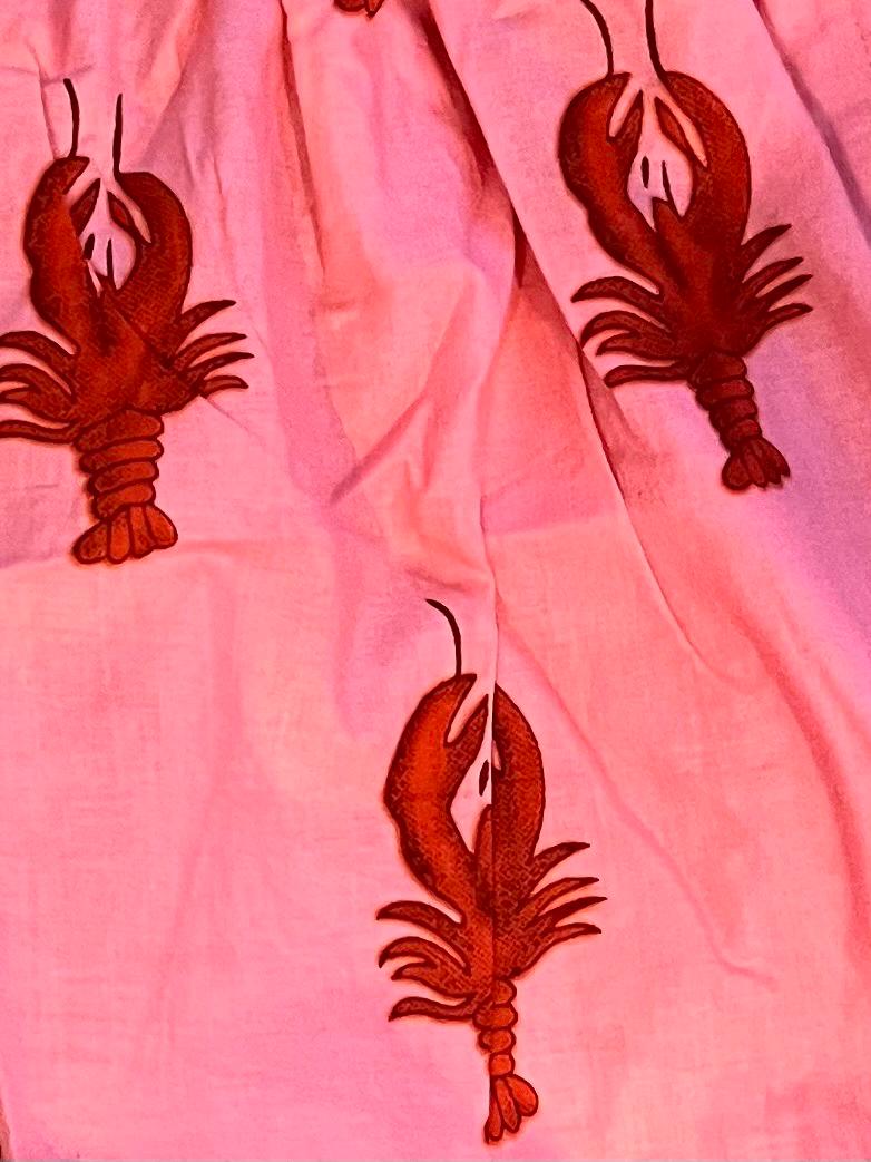 Pink Lobster Print Cotton Pyjama Shorts | Womens Summer Lounge Shorts | PJ Bottoms | Lightweight Sleepwear